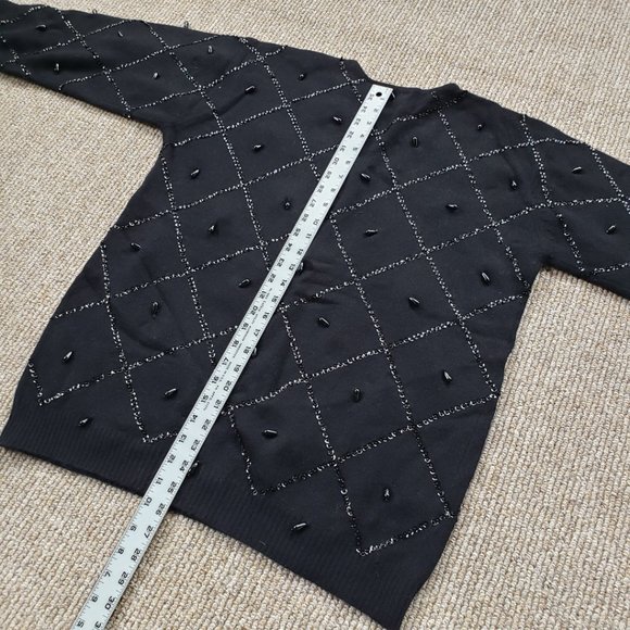 Vintage 90s Angora Lambswool Sweater Liz Clairborne Women's Medium Black - Picture 8 of 9